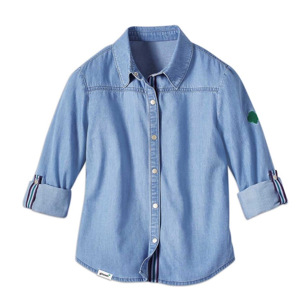 Girl Scout Junior Chambray Shirt Size L Large
